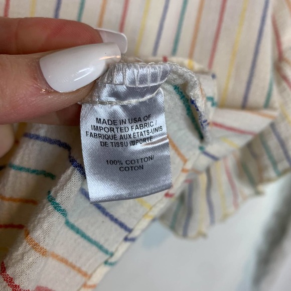 DREW rainbow stripe ruffle sleeve top 100% cotton kidcore rainbowcore - Picture 8 of 11